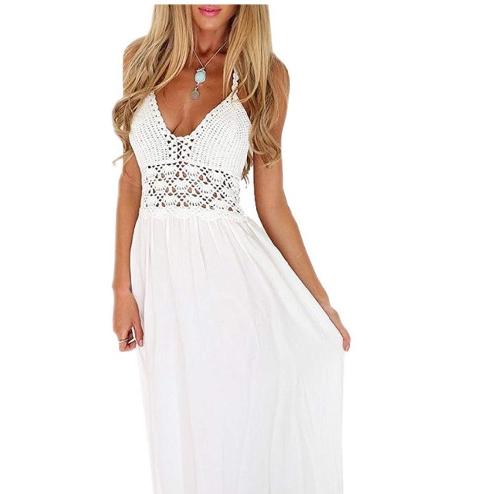 White Crochet Beach Dress